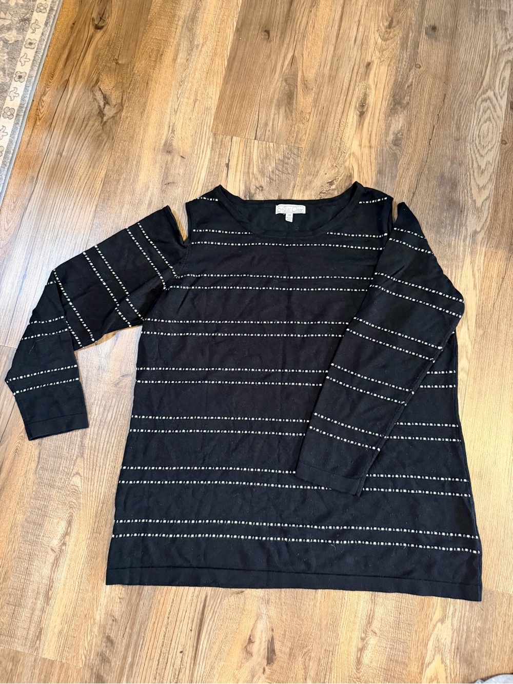 Black Striped Stud Detail Long Sleeve Sweater